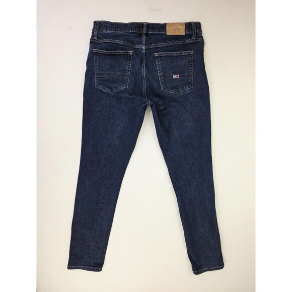 Tommy Hilfiger Size 34X32 Mens Slim Tapered Blue Denim 5 Pocket Logo Tag Jeans - Picture 1 of 11